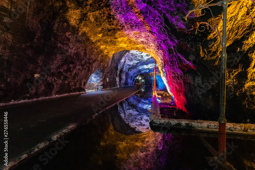 Colombia Nemocon salt mine tunnel with tank
