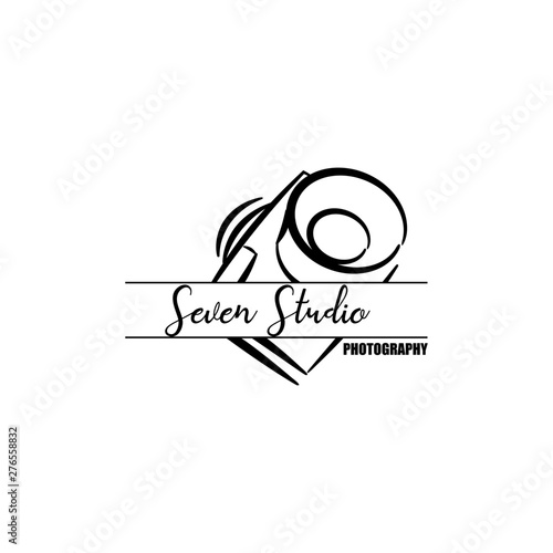 Hand drawn camera photography logo studio