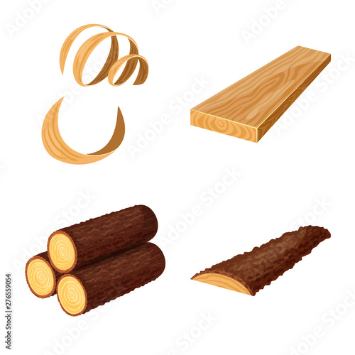Vector illustration of signboard and wood symbol. Collection of signboard and wooden stock symbol for web.