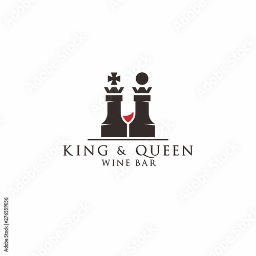 king and queen of wine bars logo vector icon ilustration