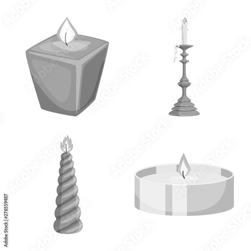 Vector illustration of paraffin and fire symbol. Collection of paraffin and decoration stock vector illustration.