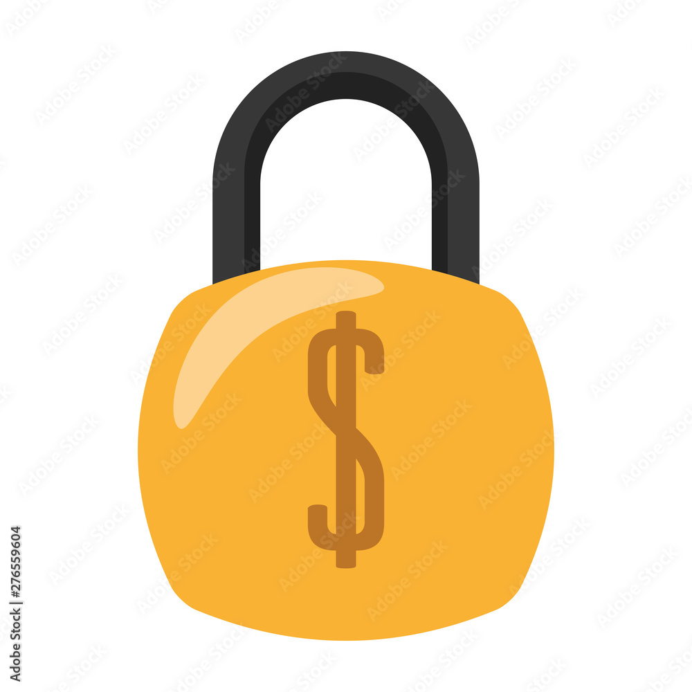 Padlock with money security symbol Padlock with money security symbol