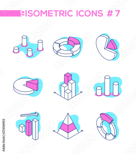 Infographic charts and diagrams - set of vector isometric elements