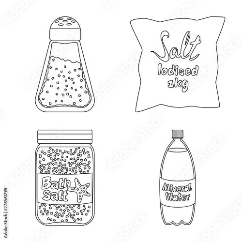 Isolated object of sodium and mineral sign. Set of sodium and kitchen stock vector illustration.