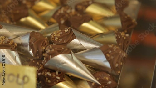  Traditional Chocolate and confectionery shop with big choice of chocolates and sweets in Brussels downtown, Belgium