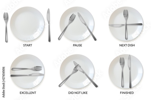 realistic plates tableware restaurant etiquette