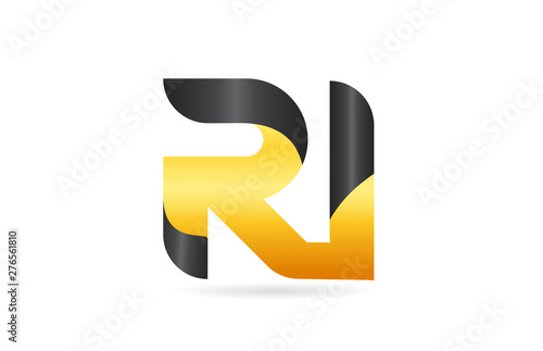 joined or connected RI R I yellow black alphabet letter logo combination
