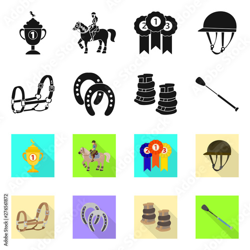 Isolated object of equipment and riding icon. Collection of equipment and competition stock symbol for web.