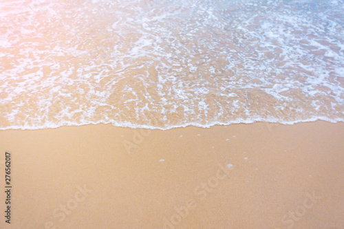Soft wave of blue sea on beach.Wallpaper Background