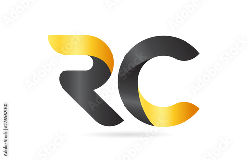 RC R C yellow black alphabet letter logo combination