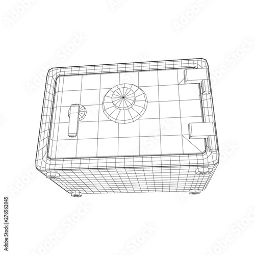 Metal bank vault safe. Wireframe low poly mesh vector illustration