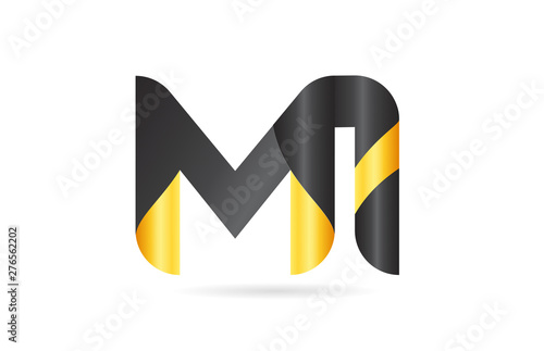 joined or connected MI M I yellow black alphabet letter logo combination