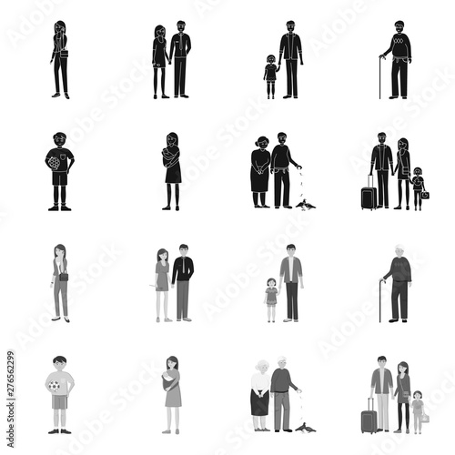 Isolated object of character and avatar sign. Collection of character and portrait vector icon for stock.