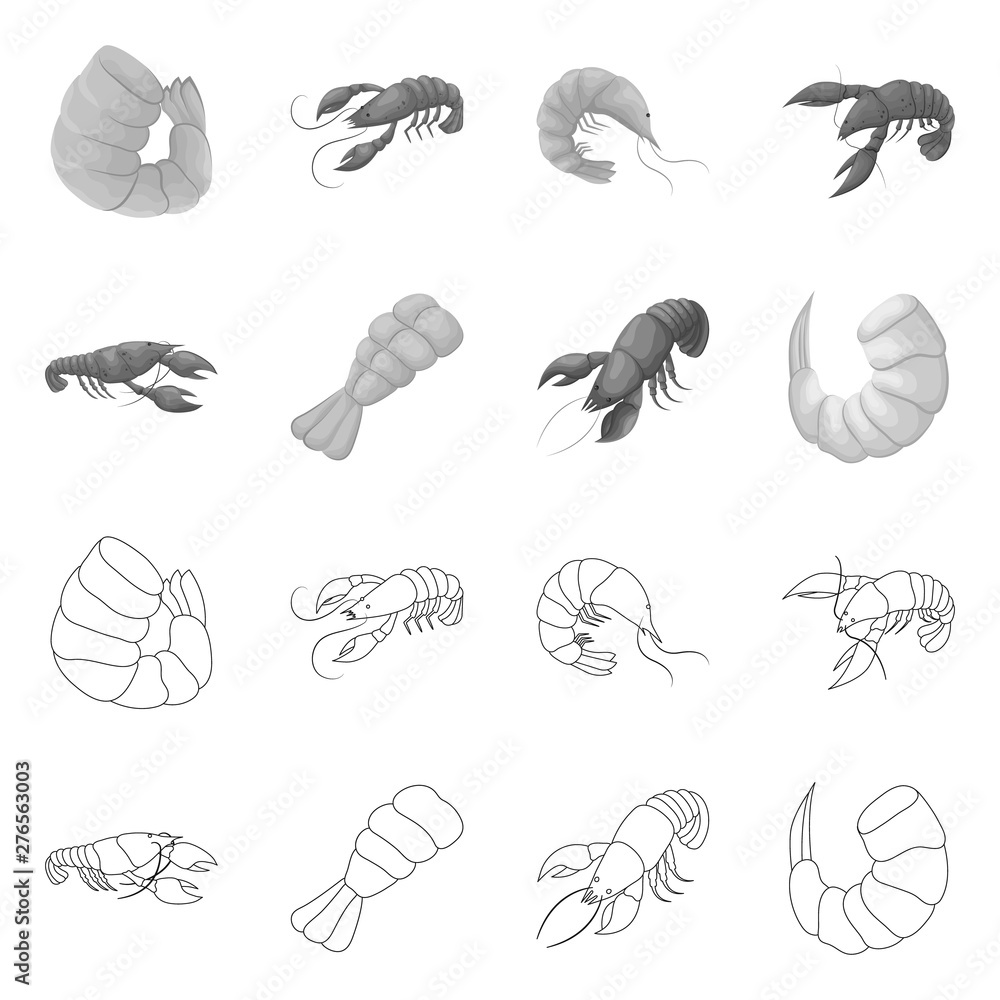 Obraz premium Isolated object of appetizer and ocean symbol. Collection of appetizer and delicacy stock symbol for web.