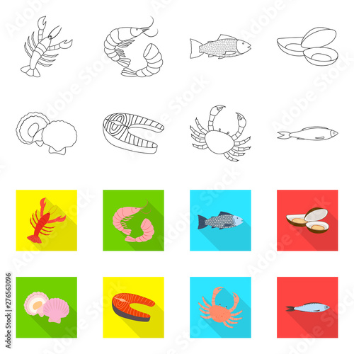 Vector design of fresh and restaurant logo. Set of fresh and marine vector icon for stock.