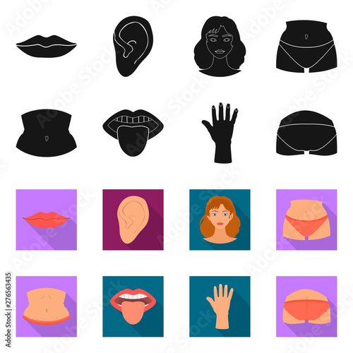 Vector illustration of body and part symbol. Set of body and anatomy stock symbol for web.