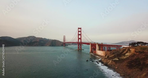 Golden Gate bridge in San Francisco, USA aerial footage