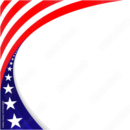 American flag symbols red blue festive wave frame border with copy space for your text.