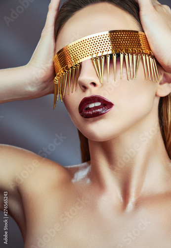 Vogue style fashion model portrait. Jewelry