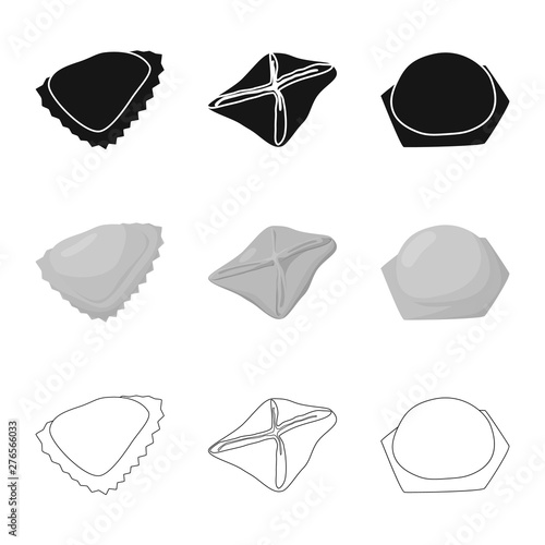 Vector illustration of products and cooking icon. Set of products and appetizer stock vector illustration.