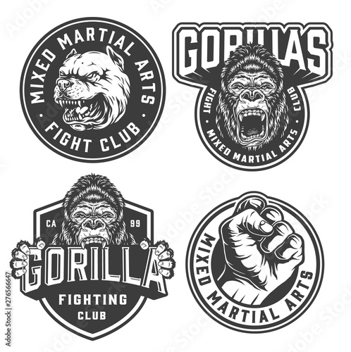 Vintage fight club monochrome labels
