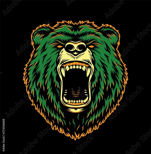 Vintage ferocious bear head