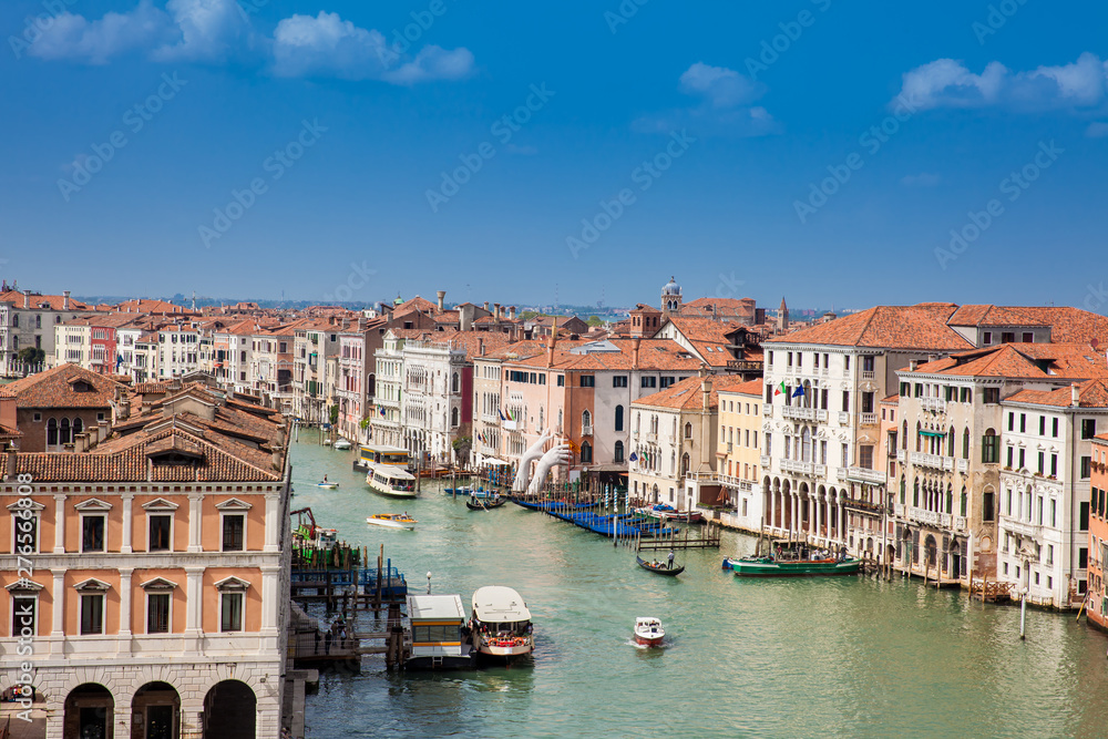 View of the beautiful Venice city and the Grand Canal in a sunny early spring day