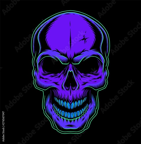 Vintage colorful skull concept