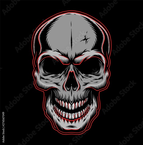 Vintage human skull template