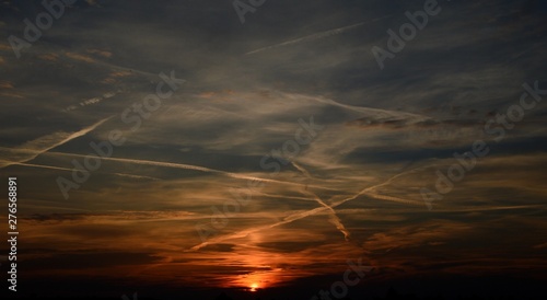 Sunset in Falkensee (Brandenburg) near Berlin Spandau of October 3, 2015, Germany