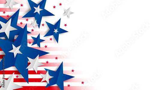 Paper star on white background with copy space Independence day and Holiday banner vector illustration