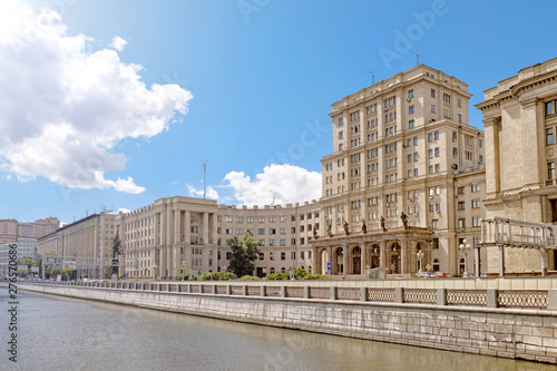 moscow city russia bauman state technical university main building street view of classic stalin era architecture landmark at russian capital city