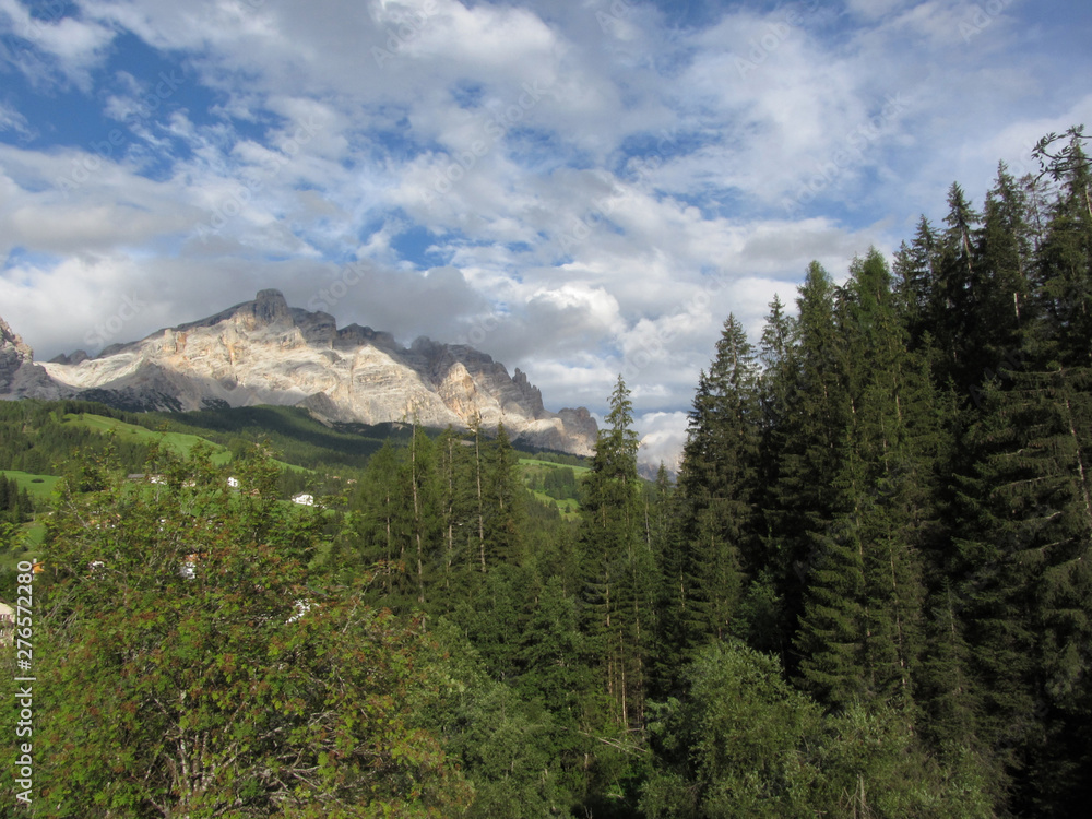 Italian Dolomites landscape from La Villa village in summer . Bolzano, South tyrol, Italy