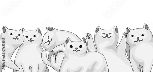 Background with cartoon white cats.