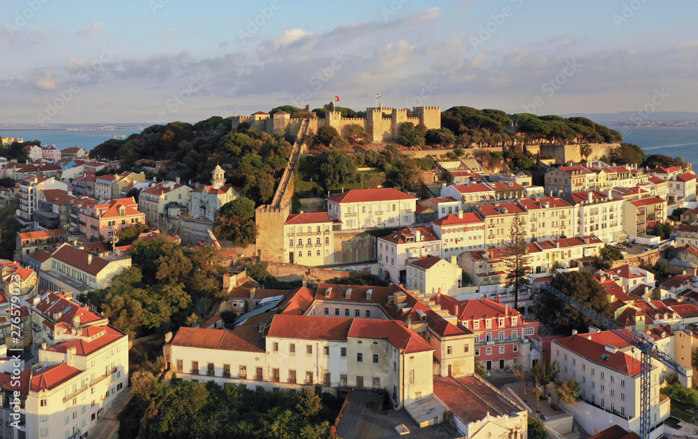 Lisbon cityscape with castle