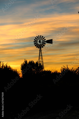 Windmill sunset in the evening