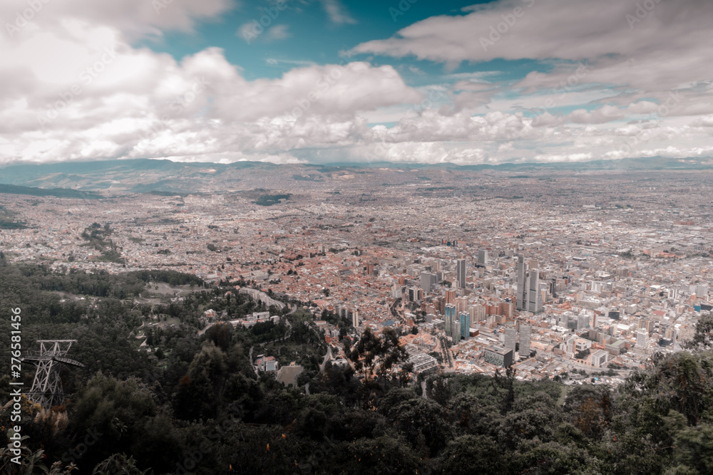 Aerial view of Bogota as seen from the Monserrate mountain which is located in the center of the city
