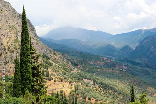 Wallpaper Mural Scenic breathtaking view to mountain landscape in Greece, valley of Phosis and Parnassus mountain near Delphi Torontodigital.ca