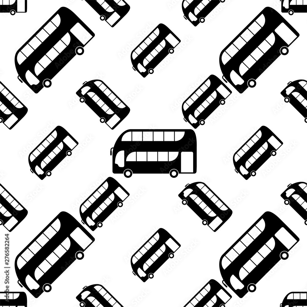 Double Decker Bus Icon Seamless Pattern, Bus Double Decker Bus Icon Seamless Pattern, Bus