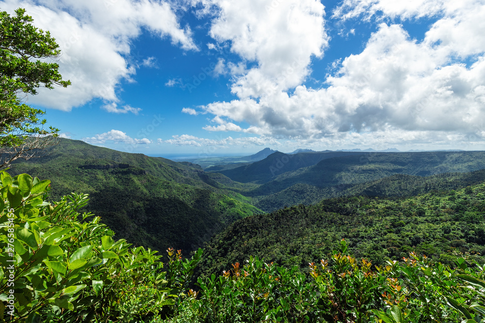 Panoramic view of Black River Gorges National Park, Gorges Viewpoint in Mauritius.