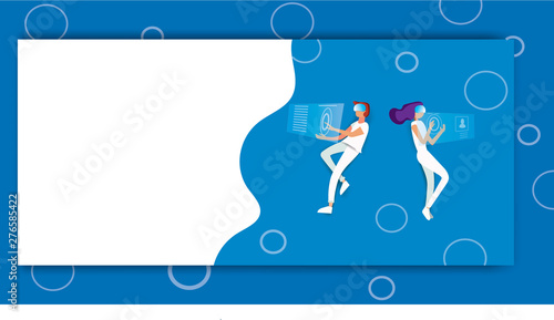 augmented reality concept banner with character. Can use for web banner, infographics, hero images. Flat isometric vector illustration isolated on white background.
