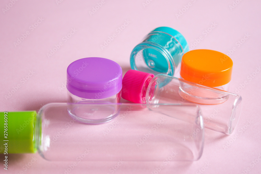 Travel size cosmetic and creams containers set. Travel size cosmetic and creams containers set.