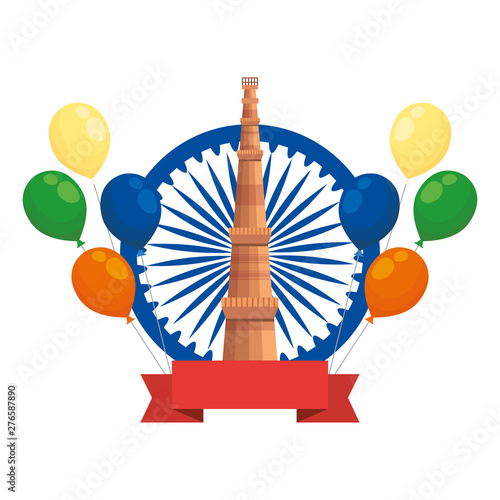 ashoka chakra with jama masjid indian building