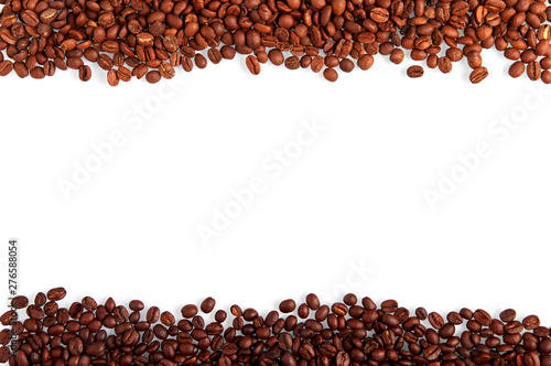 Coffee beans at the up and down sides with place for text in centre