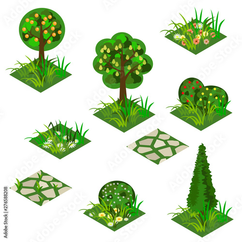 Garden or farm isometric tile set