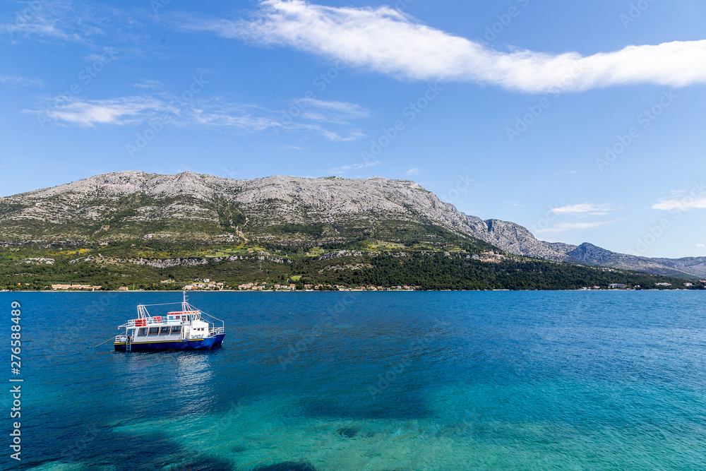 View from Korcula to the top of Sveti Ilija View from Korcula to the top of Sveti Ilija