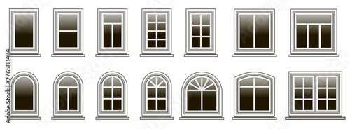 Set of modern windows frames to design or remodel  house exterio