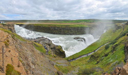 Gullfoss   Golden Falls   -  a waterfall located in the canyon of the Hv  t   river in southwest Iceland.