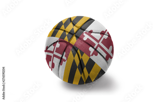 basketball ball with the flag of maryland state on the white background