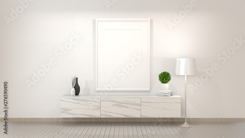 Mock up granite cabinet in modern zen empty room minimal designs. 3d rendering